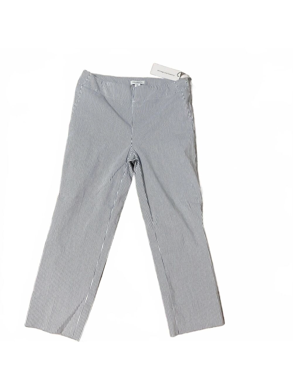 Carolina Belle Montreal Women's Pull On Blue Striped Seersucker Pants Size 6-New